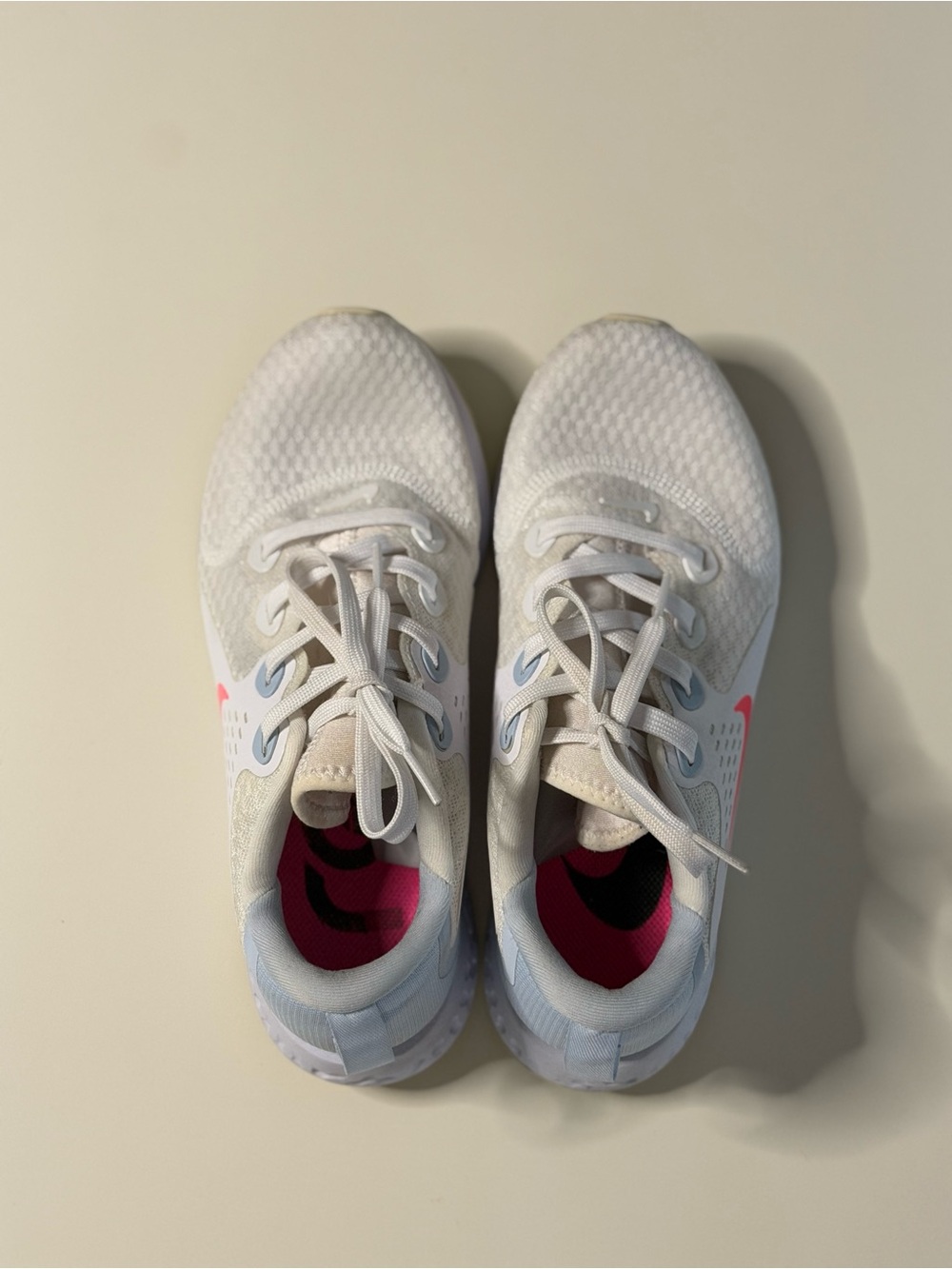Nike Legend React White Sneakers with Pink and Light Blue Accents